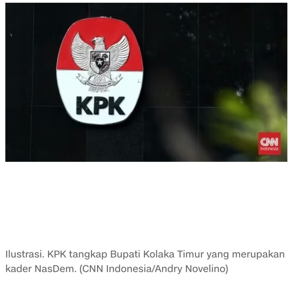 KPK tangkap bupati Kolaka Timur usai rakernas partai Nasdem.